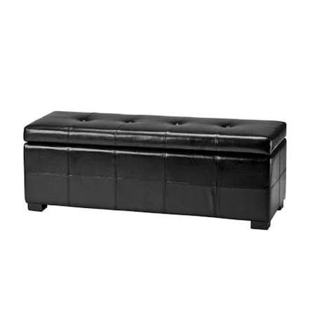 Safavieh Large Black Maiden Tufted Leather Storage Bench HUD8229B